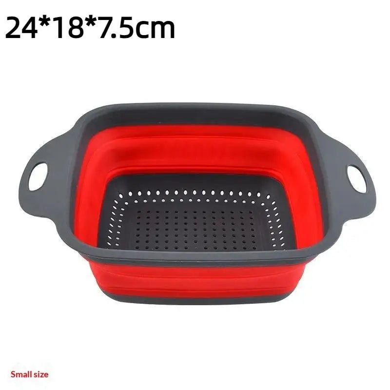 Silicone Folding Drainer Basket Fruit Vegetable Foldable Colander Qme A1