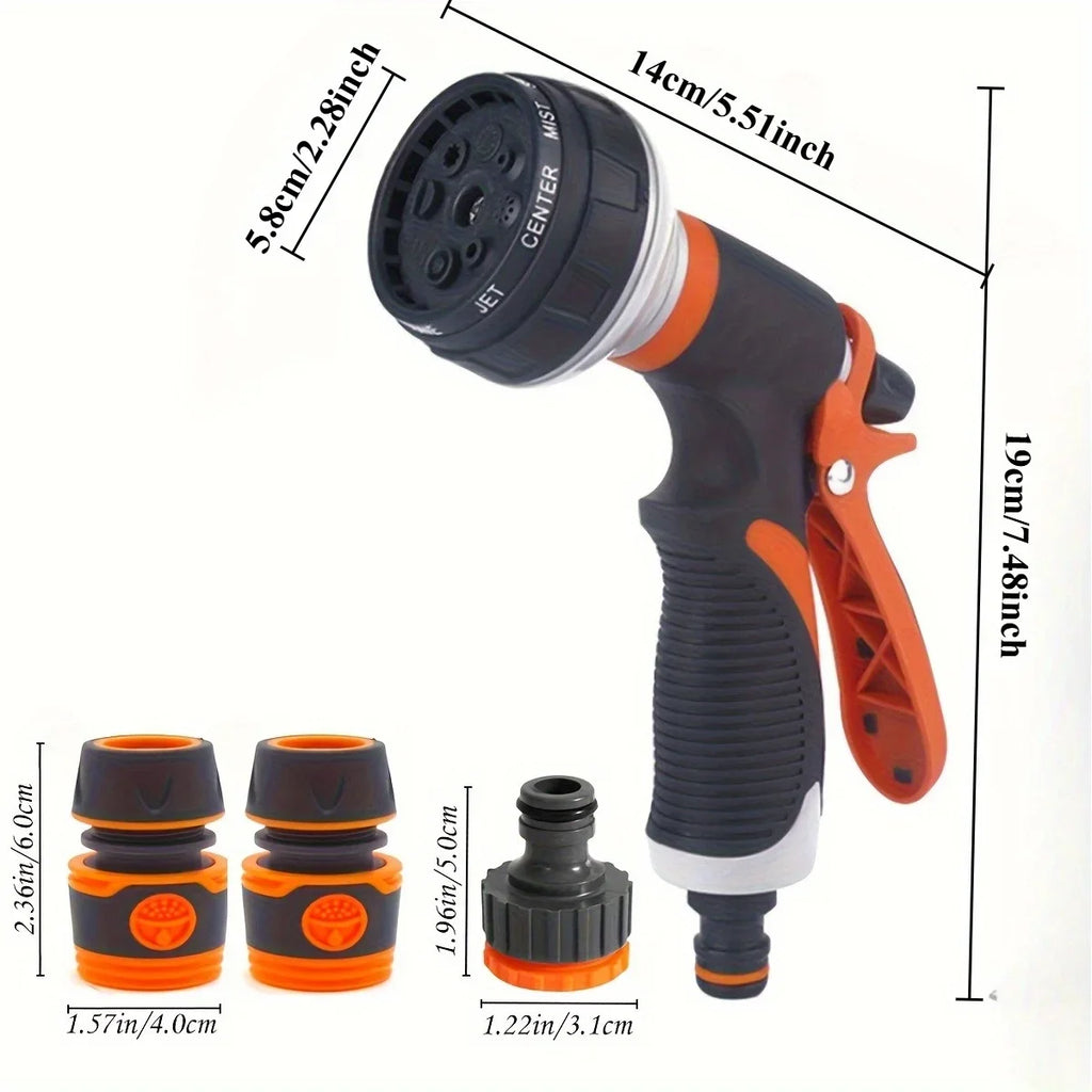 Spray hose nozzle, adjustable handle, suitable for car washing, pet bathing and plant watering. Car washing accessory. Qme