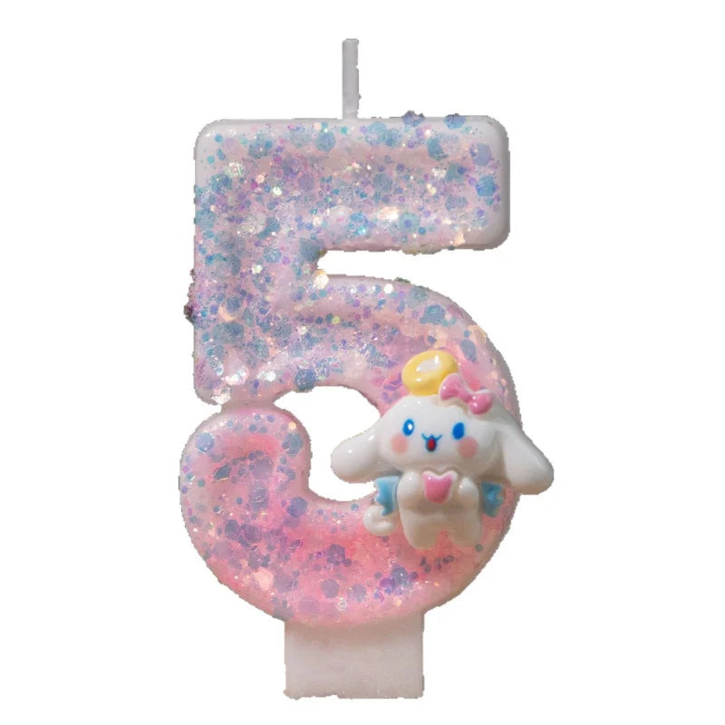 Cinnamon Dog 0-9 Numbered Birthday Candles Pink Cartoon Cake Topper Decorations Student Birthday Party Supplies Qme