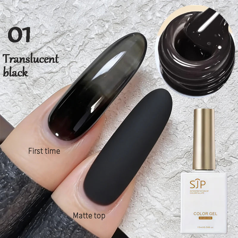 1 Jelly Gel Nail Polish Crystal Brown DIY Translucent Art Permanent Qme 01