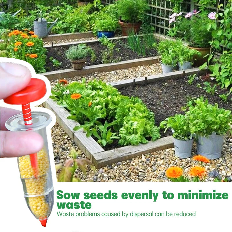 1pc Portable Seed Dispenser - Easy-to-use full-seed hand planter, ideal for garden and lawn care tools, ready to go Qme