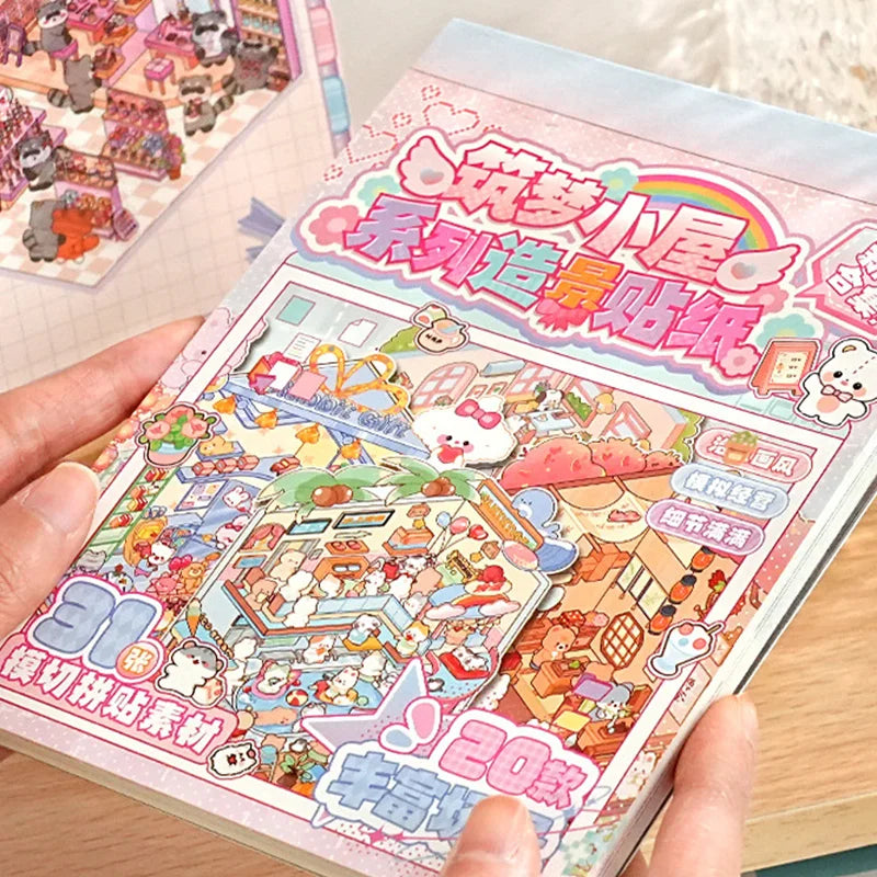 Miniature Scene Sticker Book, Abundant Scenes All in One, A Must-Have for Craft Lovers & Perfect Gift Choice Qme
