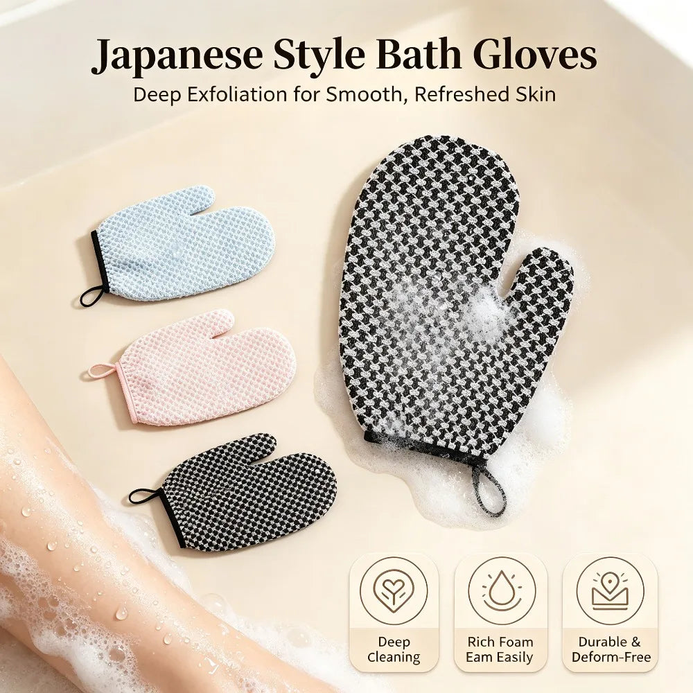 Soft Japanese Exfoliating Mitt Shower Glove Gentle Exfoliation Deep Qme