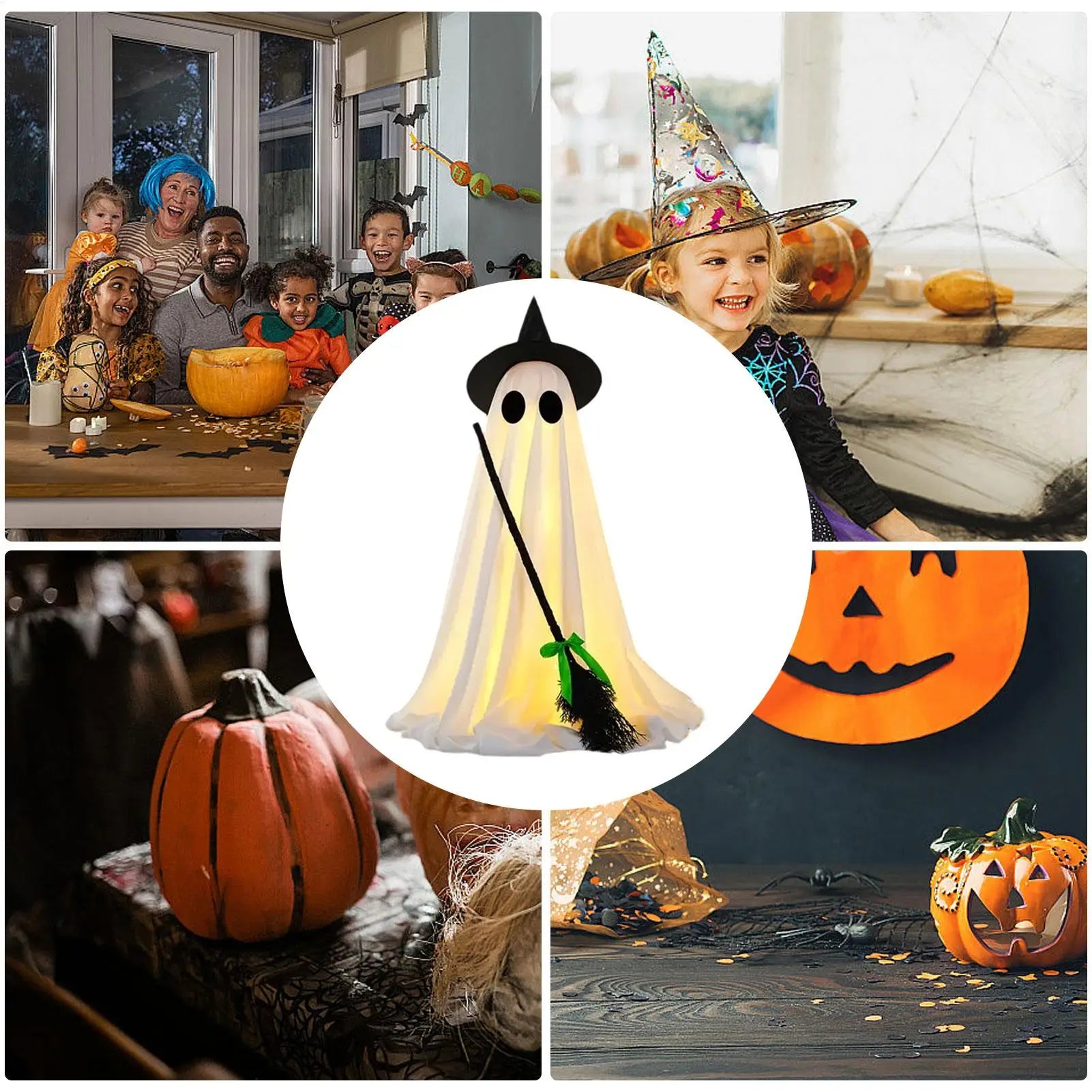 Halloween Standing Light Up Ghost Spooky Decor Lights Glowing Qme