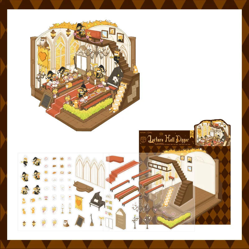 3D Scenery Stickers Magician Cat Cute Kawaii Scrapbook Stationery DIY & Handbook Decoration for Phone Case Notebook Qme 2
