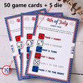 5–50Pcs Independence Day Star-Bordered Dice-Themed Game Cards—Creative Independence Day Gifts, Board Games, and Party Supplies Qme White-50Pcs