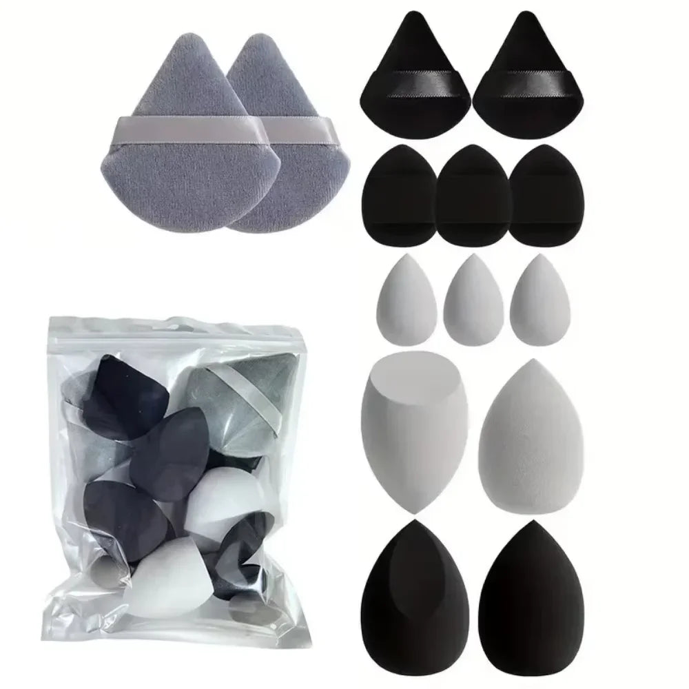 Makeup Sponge Velvet Cosmetic Blenders Finger Puff Foundation Puffs Qme 14Pcs Black