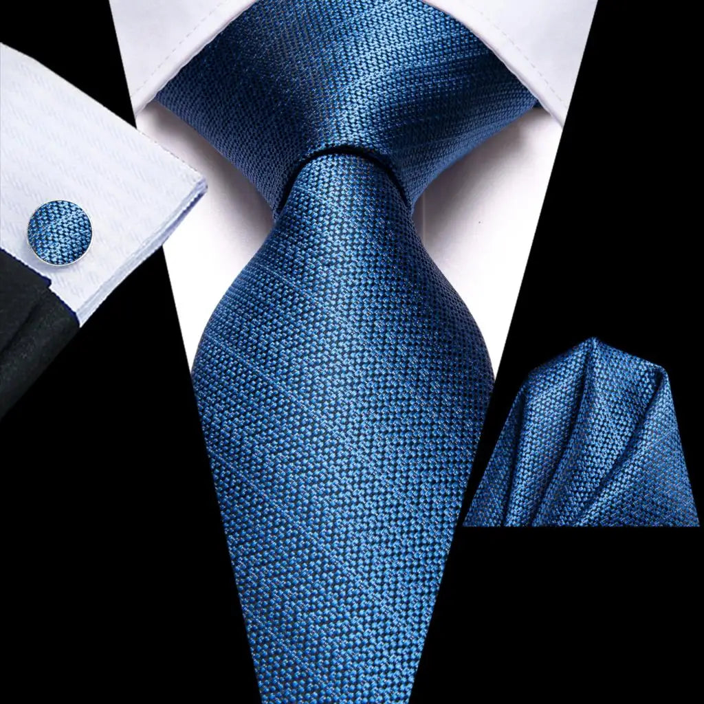 Blue Business Solid Plaid Striped Men's Tie Necktie Ties Men Formal