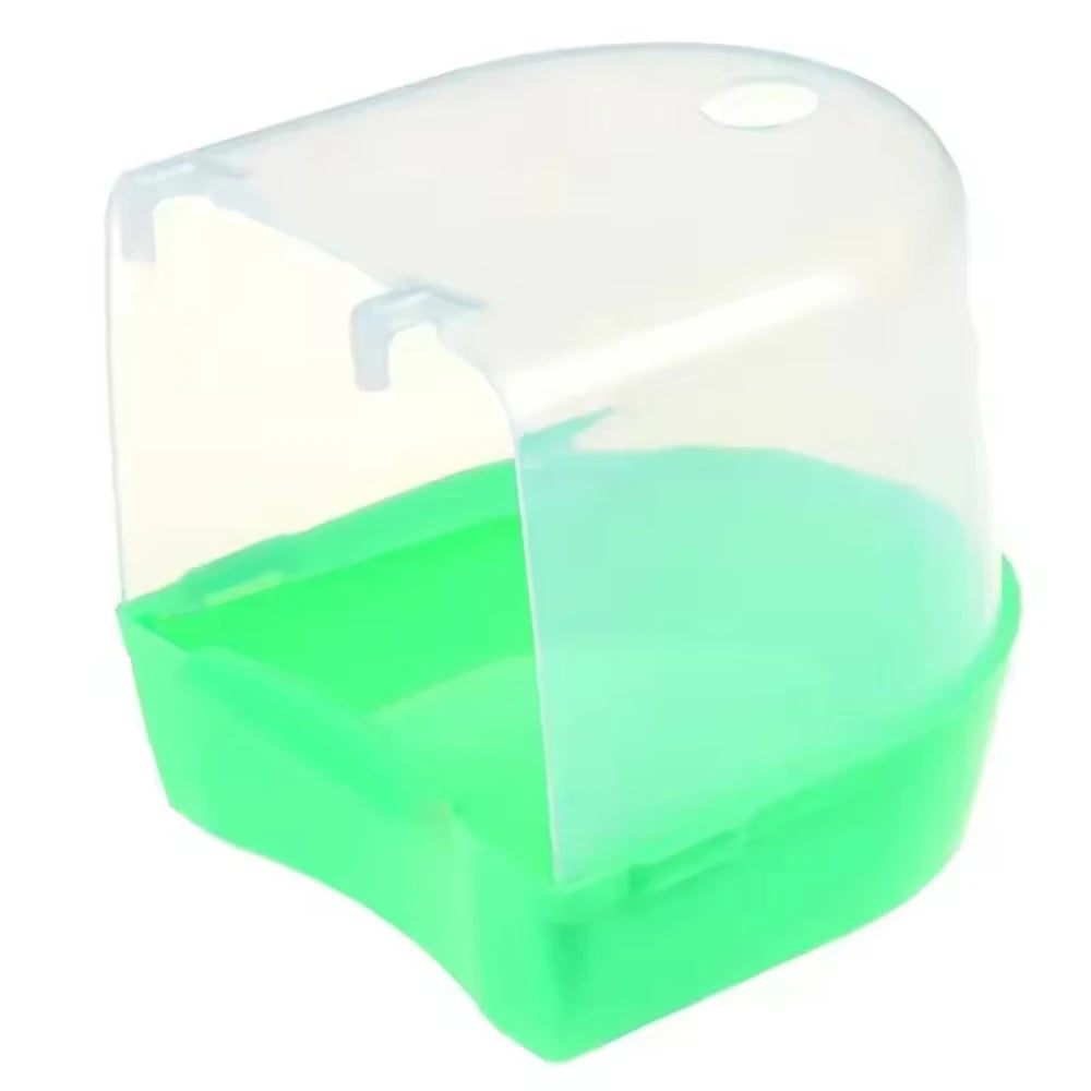 Plastic Bird Water Bath Box Bathtub Parrot For Parakeet Hanging Bowl Qme light green
