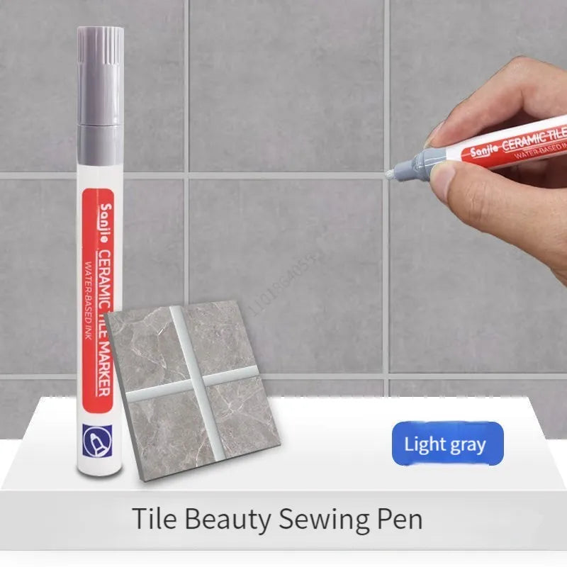 12 Color Waterproof White Grout Tile Lines Marker Pens Gaps Repair Bathroom Porcelain Filling Grout Paint and Sealer Pen Qme light grey