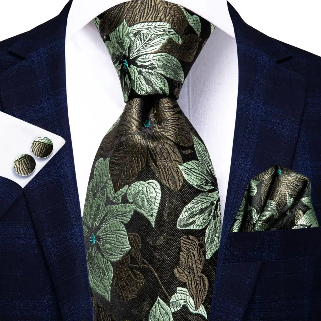 Jacquard Peacock Blue Novelty Design Wedding Tie Men Hanky Cufflinks Qme 3332