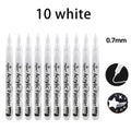 6/10 Pcs/set Black White Acrylic Paint Pen Waterproof Permanent Marker for Rock Stone Ceramic Glass Fabric Canvas DIY Craft Qme 10 White