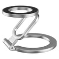 Magnetic Finger Ring Phone Holder Double Sided Kickstand Adjustable Grip Stand Compatible Car Bracket Hands Free for iPhone 17 Qme Silver