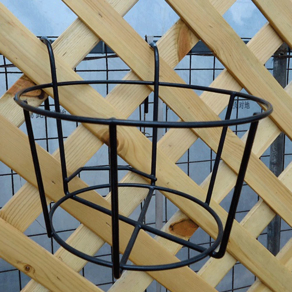 Round Metal Hanging Flower Pot Holder European Style Balcony Railing Planter Rack Indoor Outdoor Iron Plant Stand Qme