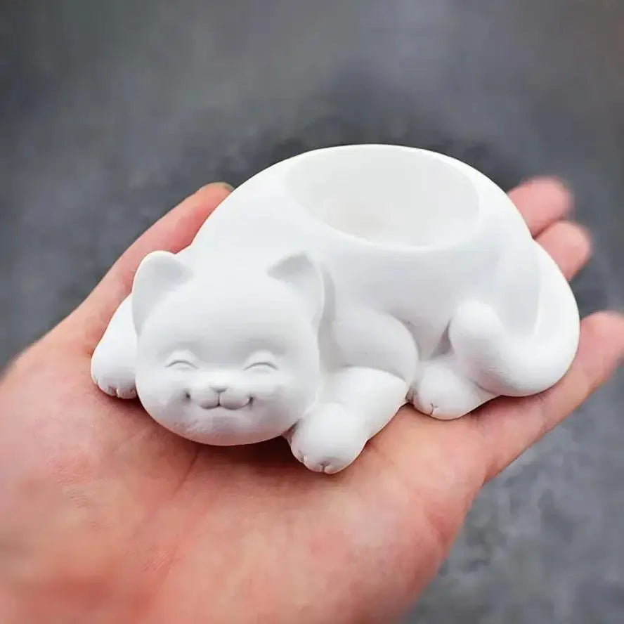 Cute Cat Molds Candlestick Flower Pot Concrete Molds Animal Shape DIY Home Decor Silicone Moulds Planter Making Qme