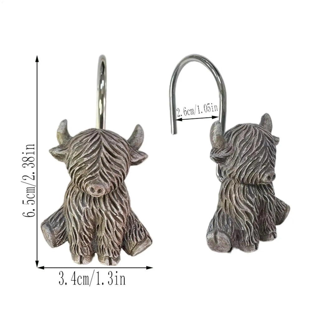 Shower Hooks 12-Piece Cute Stainless Steel Cow Shower Liner Hooks Bathroom Decor For Home Bedroom Restroom School Apartment Dorm Qme
