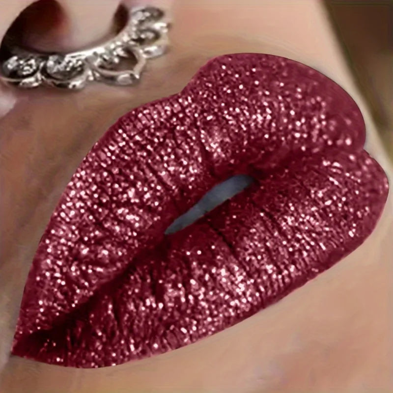 Shimmering Lip Gloss High-pigment Smudge-resistant Brown Purple Red Qme 04