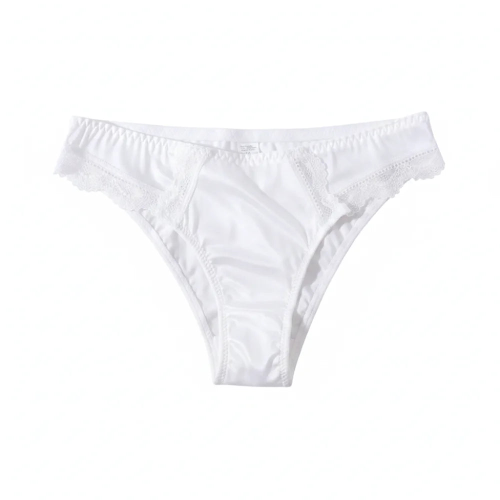 Breathable Low Waist Women Underwear Lace Lingerie Triangle Panties Qme White 1XL 1pc