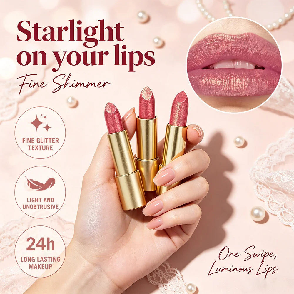 JUJU Dream Luxury Gold Tube Shimmer Metallic Lipstick Hydrating Qme