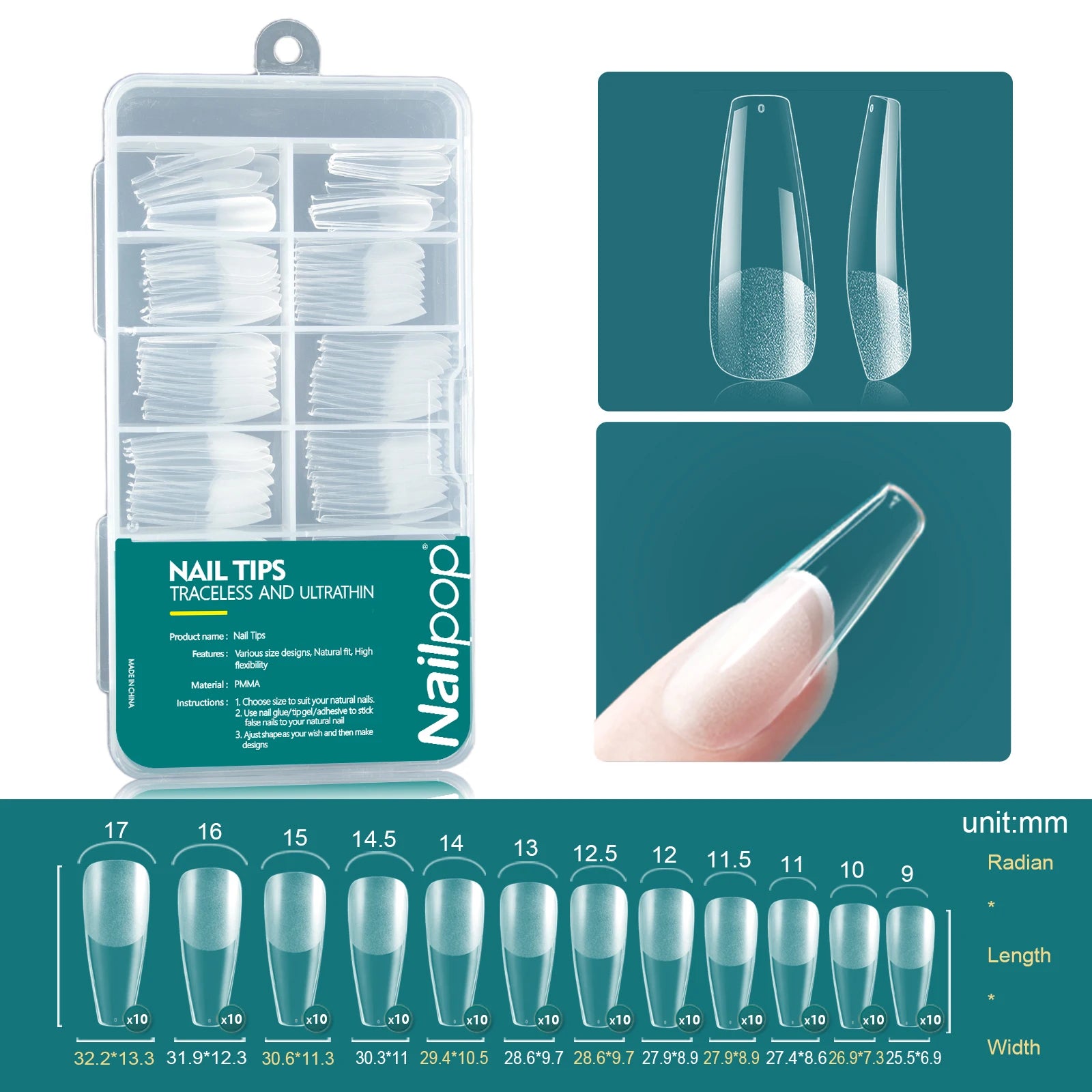 Nailpop Soft Gel Tips Nails Acrylic Material Half Almond Artificial Qme Coffin 003-120pcs