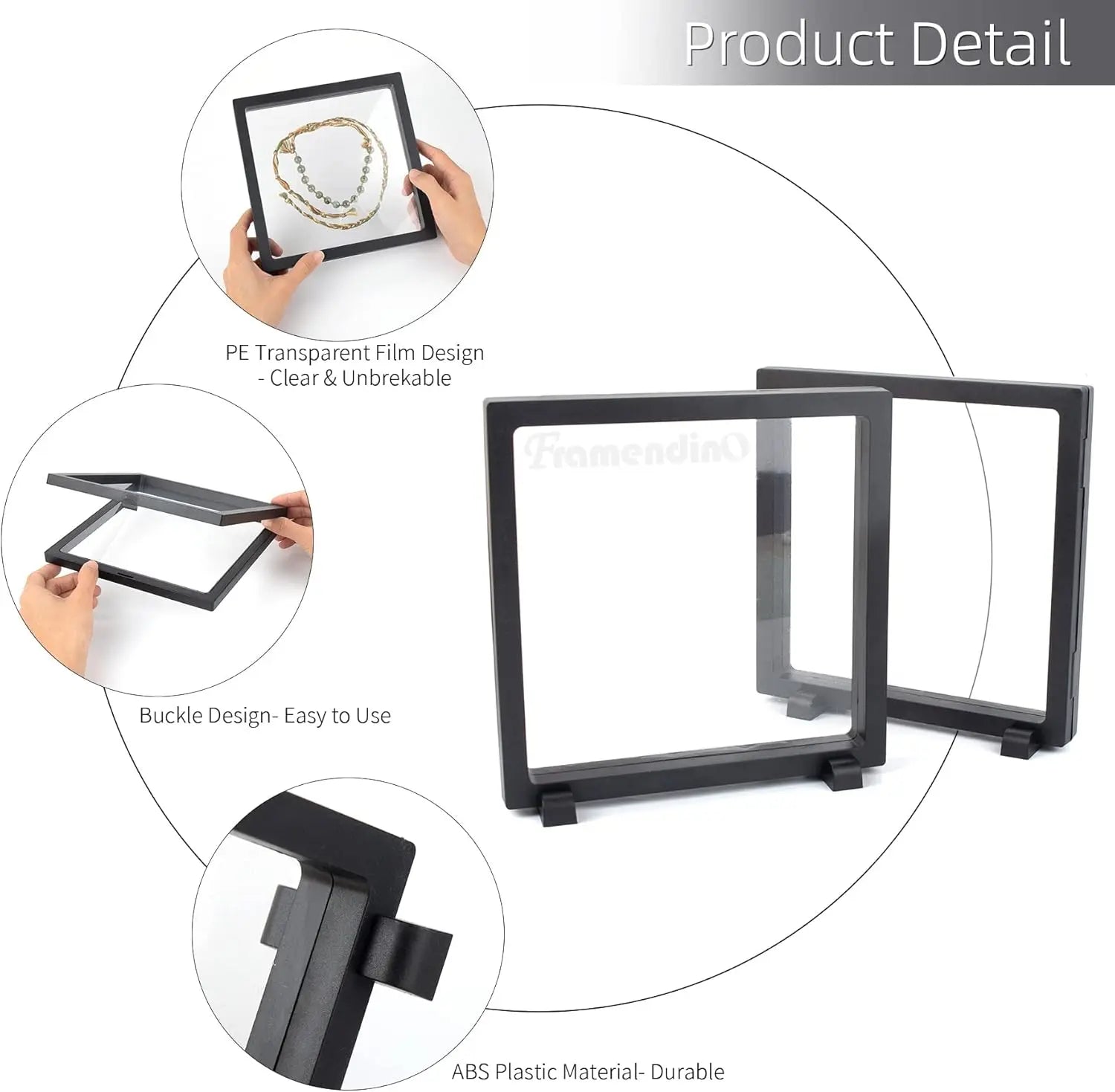 Black 3D Floating Frame Display Box, Bracket Support Jewelry Storage Box Suitable For AA Medal Shell Gemstones Qme