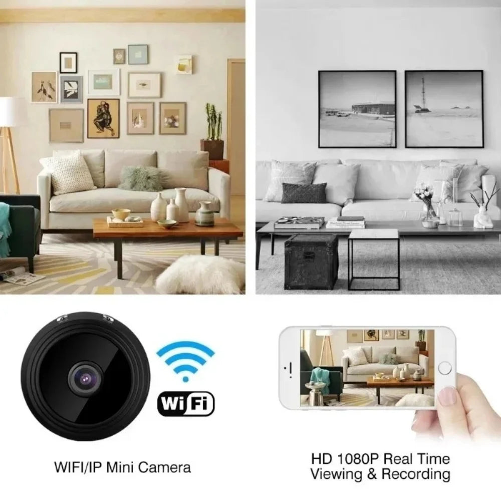 A9 HD WiFi Camera Smart Home Surveillance Camcorder Remote Video Monitoring Infrared Night Vision Motion Detection Web Camera Qme
