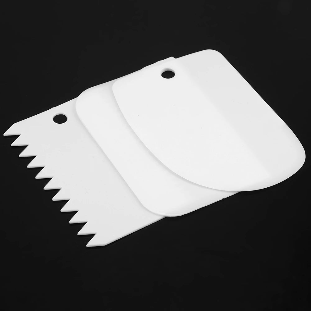 3Pcs Plastic Dough Scraper Cutter Set Cake Cream Spatula Baking Tool Pastry Fondant Decoration Kitchen Accessories Qme