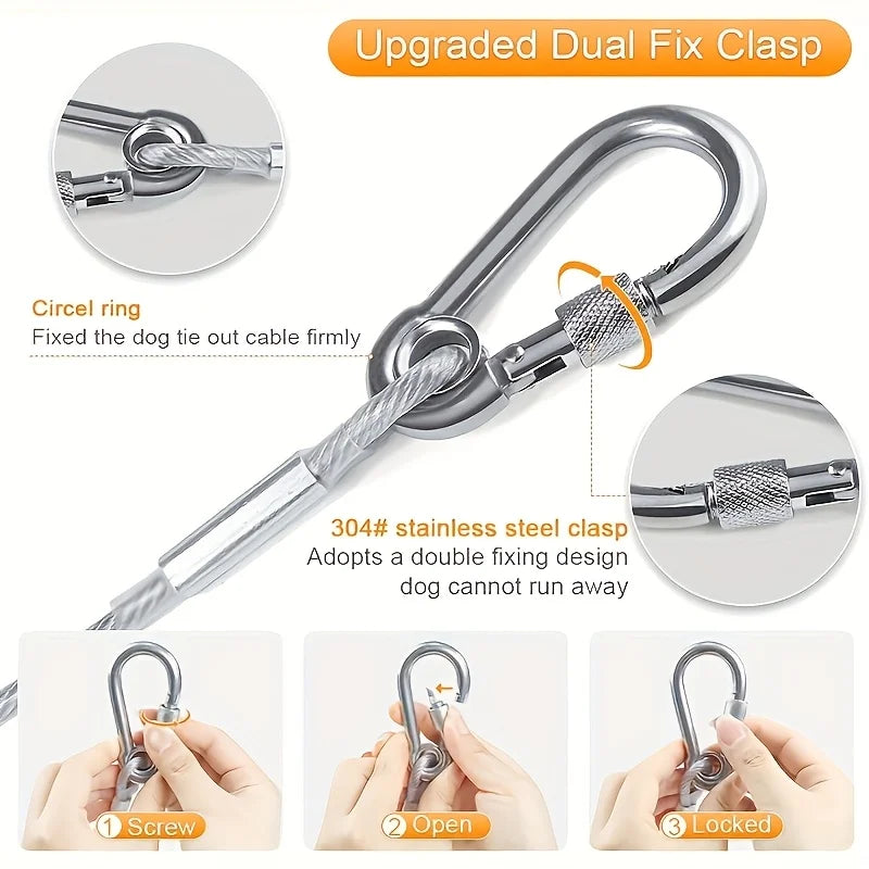 Outdoor Super Heavy Duty Wire Cable, Steel Wire Lead Leash with Stainless Dual Fix Buckle, Clothes Line Wires for Outdoor Qme