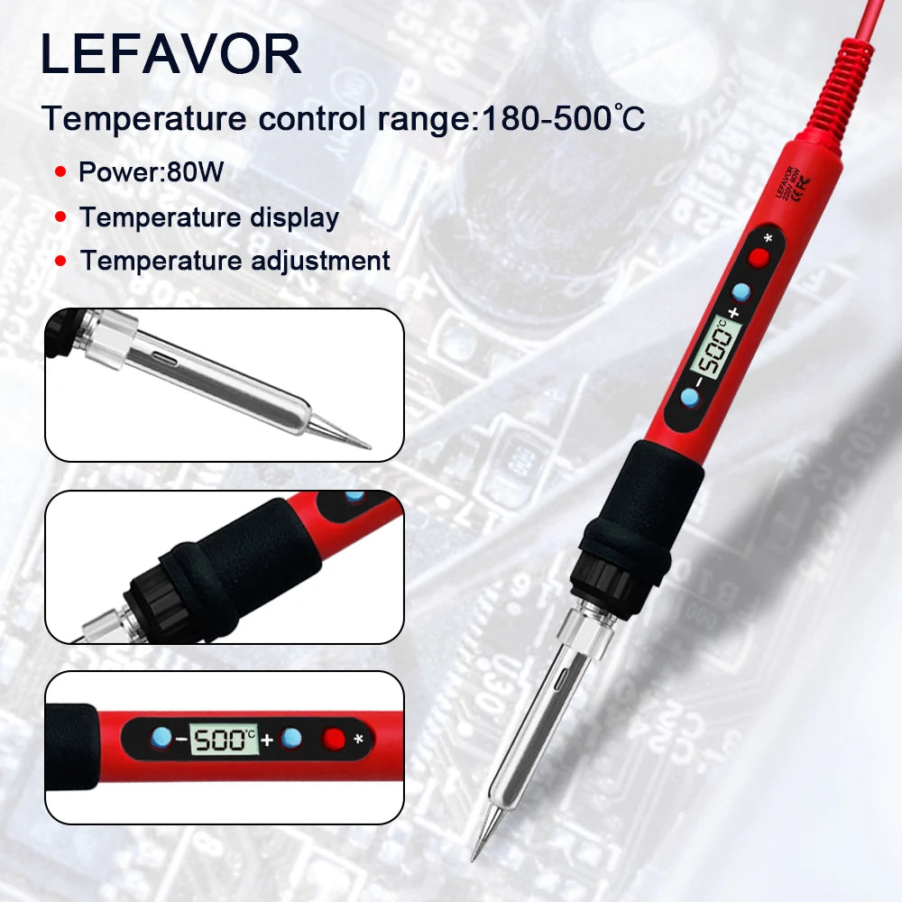 80W Soldering Iron Adjustable Temperature LCD Solder Welding Tools Qme