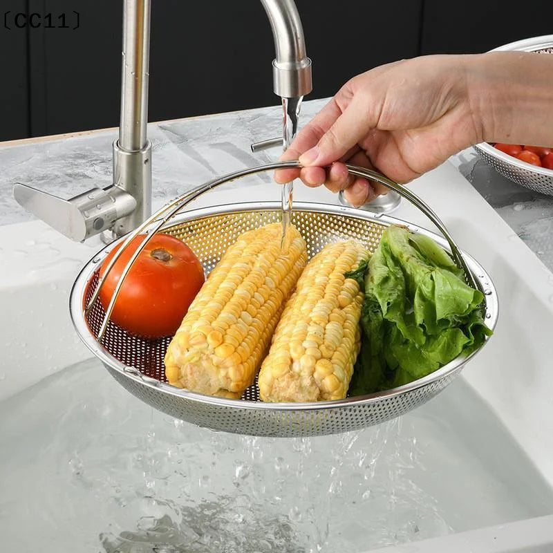 Stainless Steel Food Steamer Basket Pressure Cooker Handle Steaming Qme
