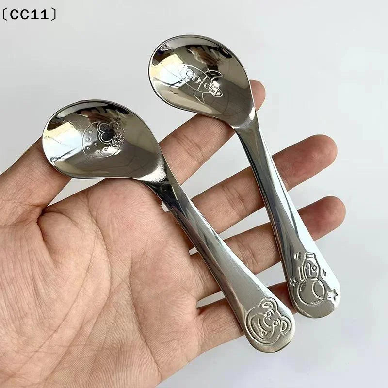 Stainless Steel Round Spoon Net Red Golden Dinner Long Handle Qme