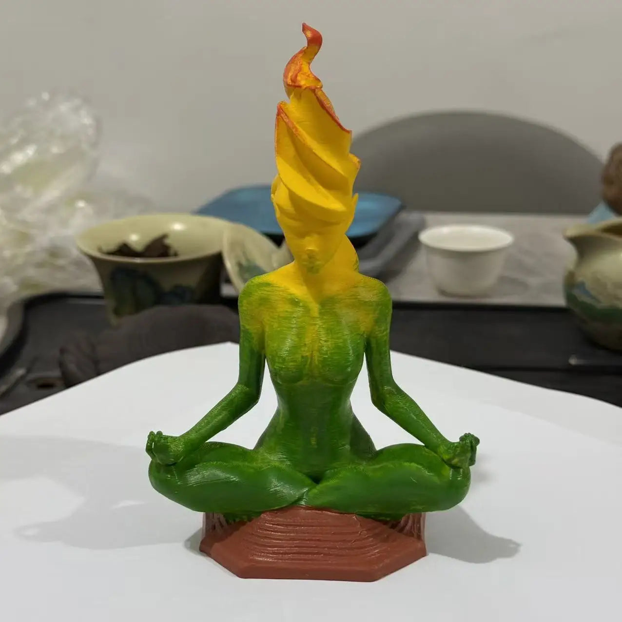 Nature Goddess Figurine Mindful Yoga Practice Elegant Decor Enhance Qme Multi-Colored