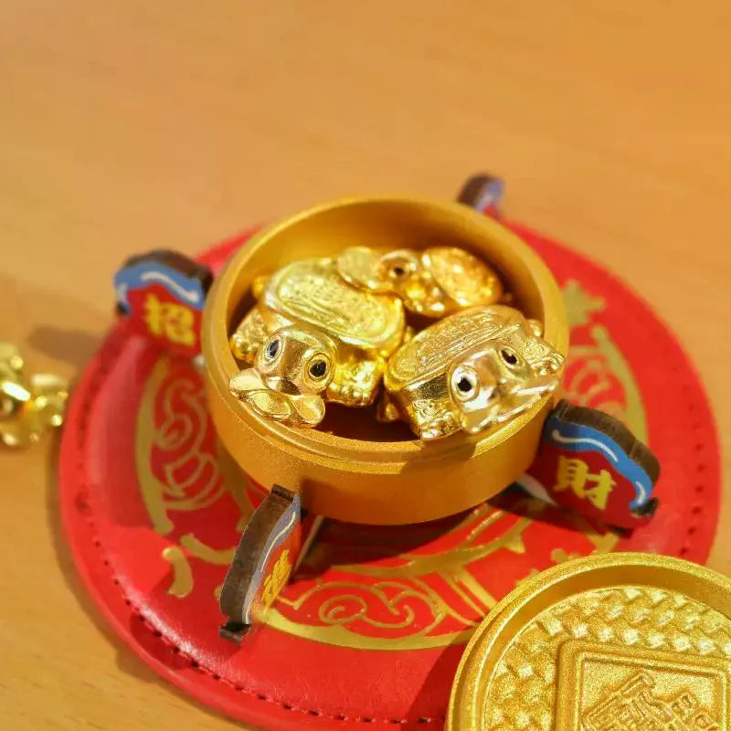 Chinese Feng Shui Golden Steamer Ornament And Lucky Golden Turtle, Bun, Perfect For Home Office Tabletop Good Luck Gift Qme