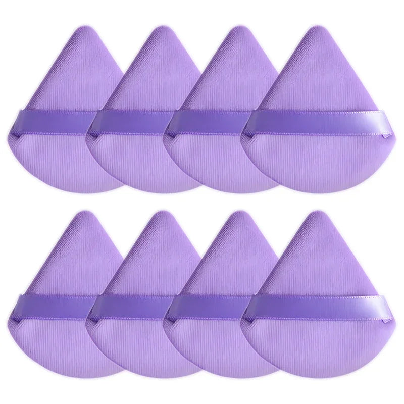 Velvet Cosmetic Foundation Puff Soft Triangle Makeup Puffs Women Face Beauty Sponge Blender Washable Makeup Powder Accessories Qme 8PCS Purple