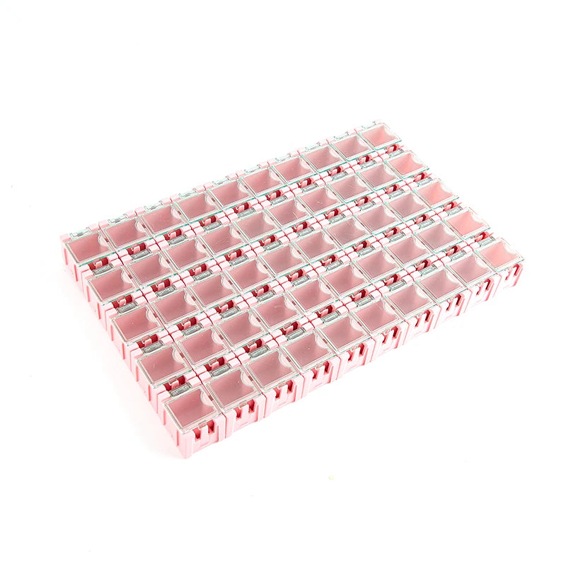 50Pcs/Set SMD SMT Electronic Component Container Mini Storage Boxes kit desk organizer Qme Pink