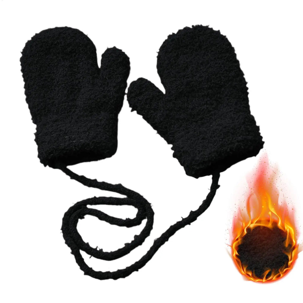 Toddler Mittens Soft Plush Toddler Winter Thermal Gloves Thermal Anti-Loss Cold Weather Protection Accessories for 1-3 Years Old Qme