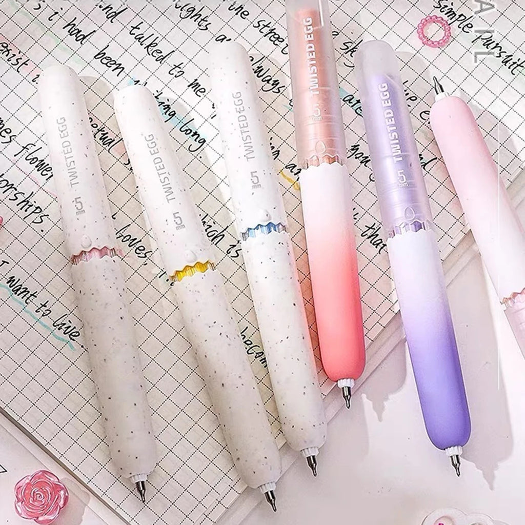 Kawaii Egg Neutral Gel Pens Soft Touch Quick Dry Smooth CS Tips 0.5mm Black Gel Ink Pen For School Writing Stationery Supplies Qme
