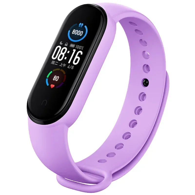 Watch Strap For Xiaomi Mi Band 7 6 5 4 3 Wristband Silicone Bracelet Wrist Straps MiBand 3/4 band5 band6 Smartwatch Accessories Qme Lavender Mi band 5 6 7