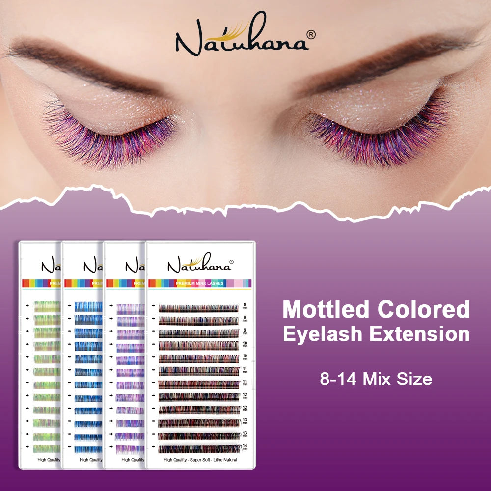 NATUHANA Colored Individual Lash Clusters Rainbow Mix 8- Soft Qme