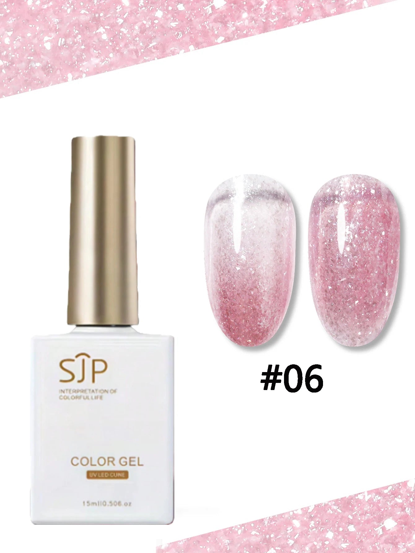 Colored Snowflake Opal Glitter Nail Polish Gel UV Suitable French Qme 06