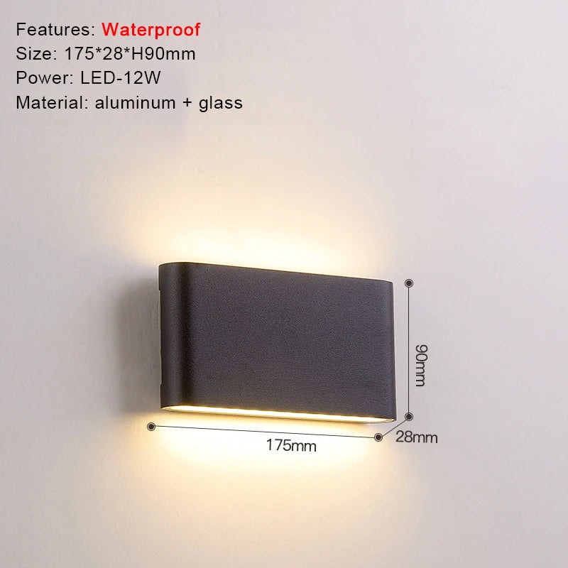 TRAZOS Round Square Modern Wall Lights Garden Porch Ip65 Waterproof Up Down Lighting Outdoor Led Bedroom Lamp Wall Decor Qme 1001 Warm White (2700-3500K)