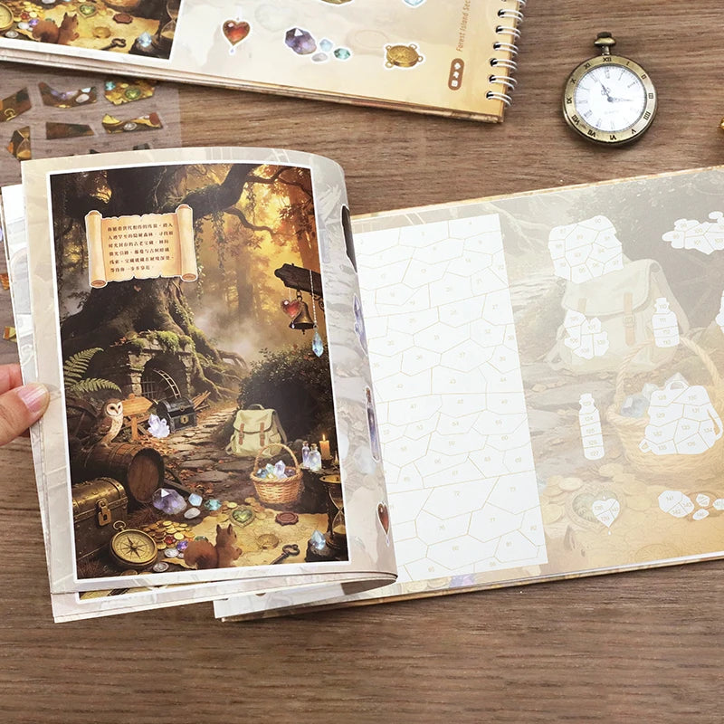 19 Pcs Adventure Log Series Treasure Hunt Puzzle Sticker Book - Immersive DIY Stress Relief Stickers with an Instagram Aesthetic Qme