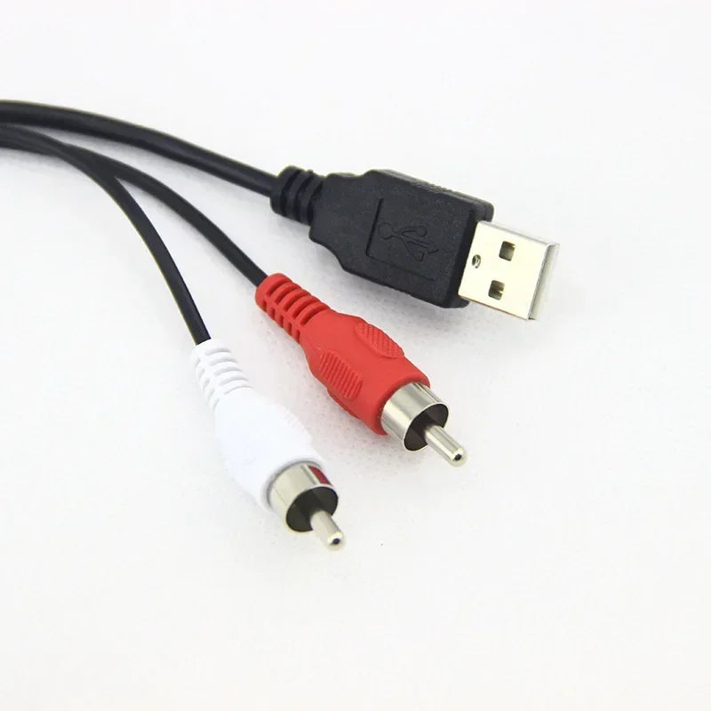 Car Boat Mot 1 Meters Length USB 2 RCA To 3.5mm Female Flush Mount AUX Stereo Qme