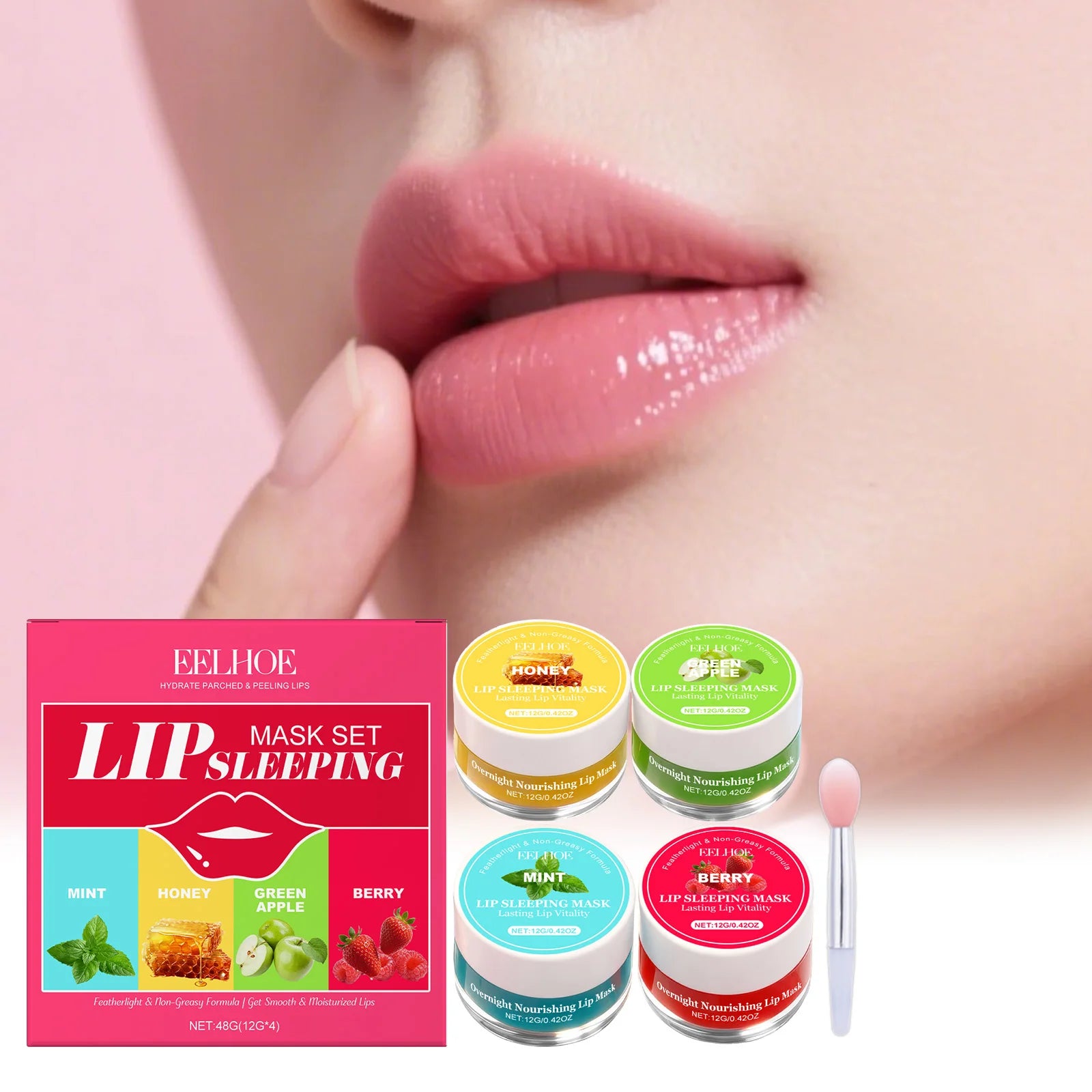 Lip Sleeping Mask Set Moisturizing Refreshing Non-sticky Anti-Cracked Lip Mask Pre-makeup Lip Base Dry Lip Rescue Mask Qme