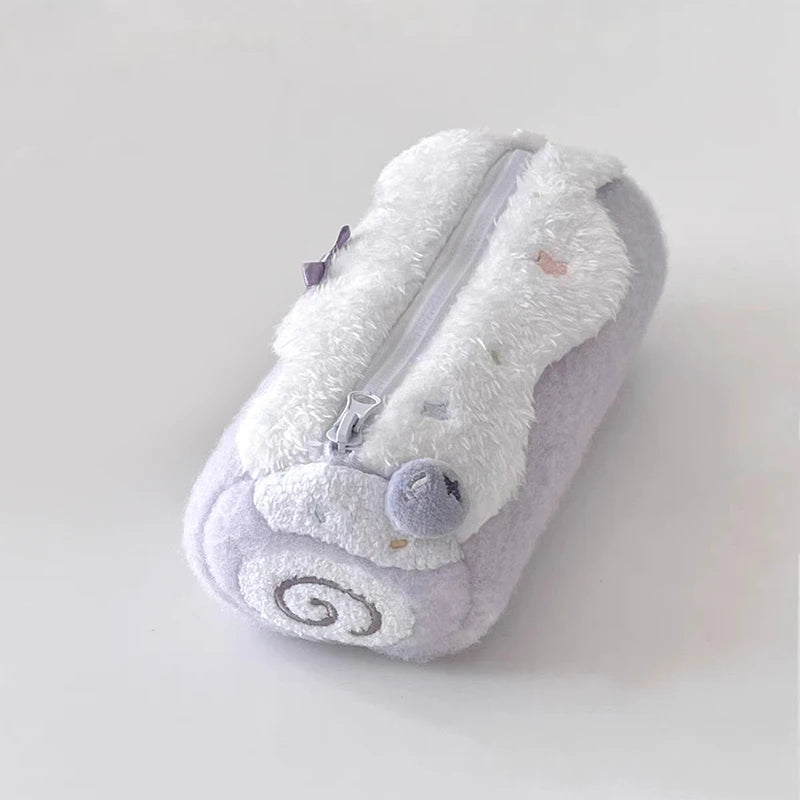 Cute Cake Cosmetics Bag Swiss Roll Plush Pencil Case Kawaii Large Qme A2