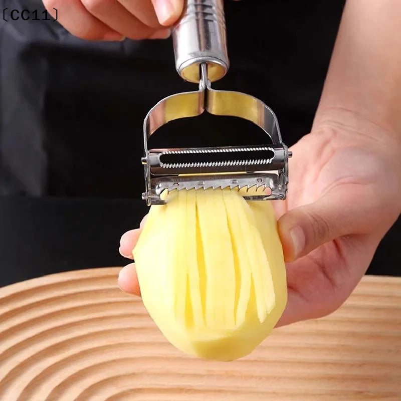 1 Vegetable Slicer 2in1 Stainless Steel Potato Cucumber Carrot Grater Qme