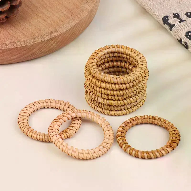 Bohemian Woven Napkin Rings Natural Rattan Rustic Home Wedding Dining Qme