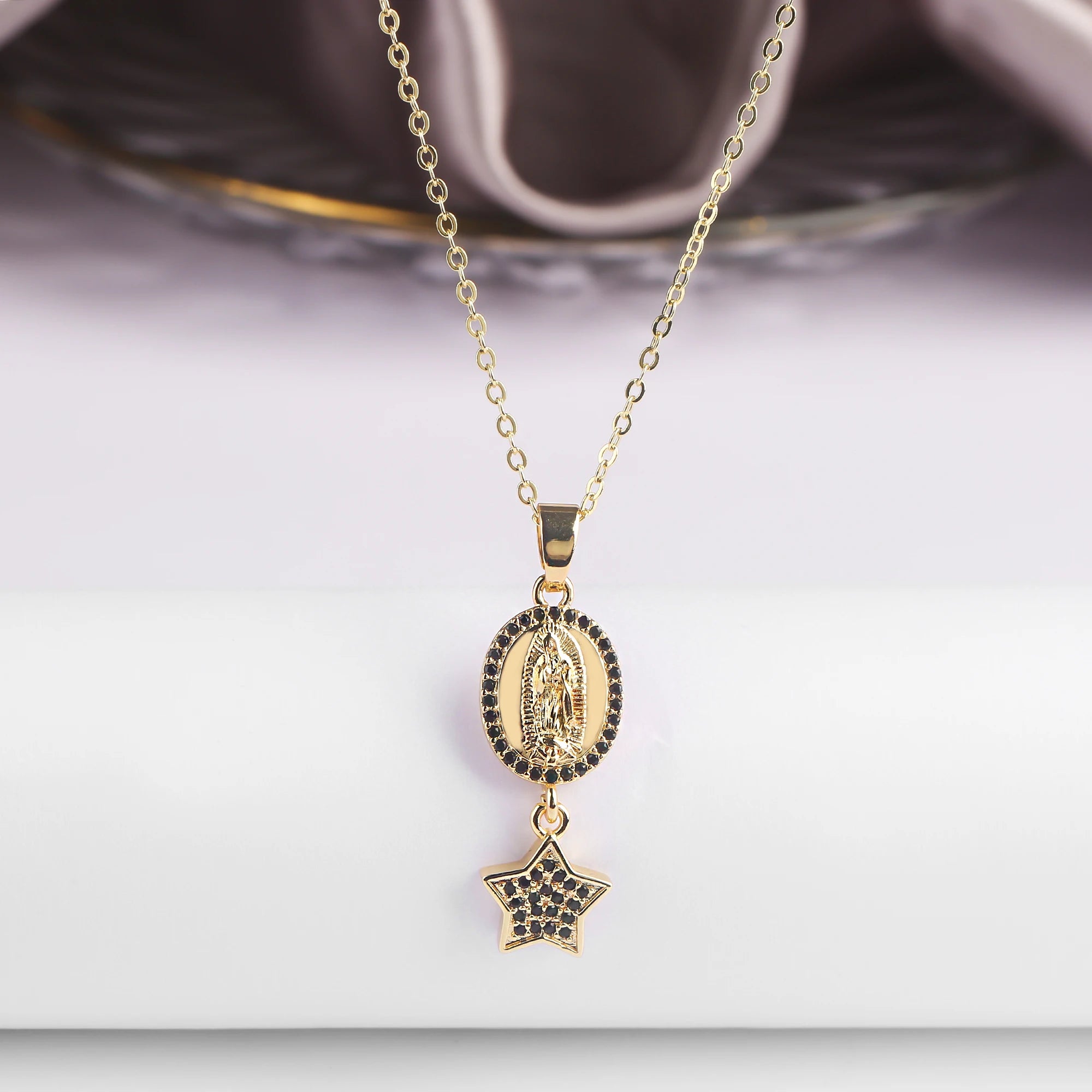 6 Design Cute Female Crystal Zircon Necklace Classic St Jude Cross