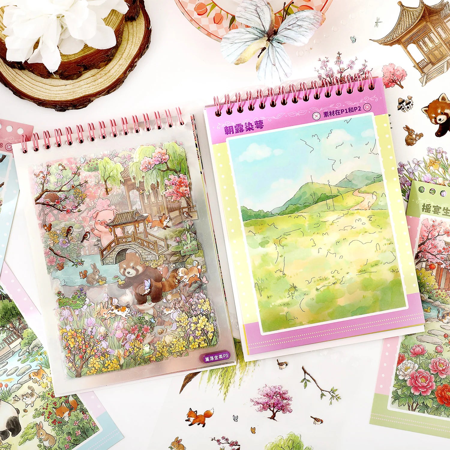TIANZI 37-Piece Cartoon Miniature Scene Sticker Book - Mini 3D Cottage Journal Materials, DIY Creative Handmade Collage Decals Qme