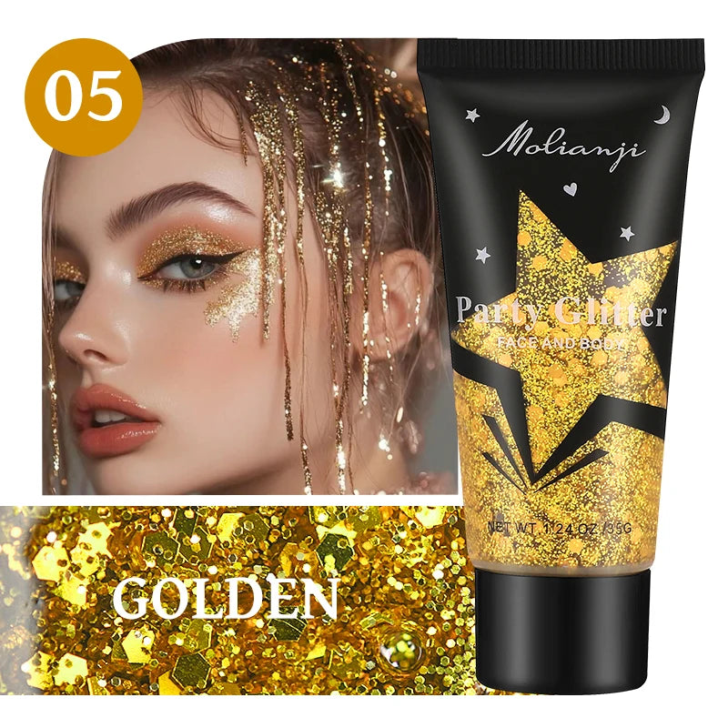 Multi-colored Glitter Waterproof Sweat-resistant Suitable Makeup Qme 05 GOLDEN